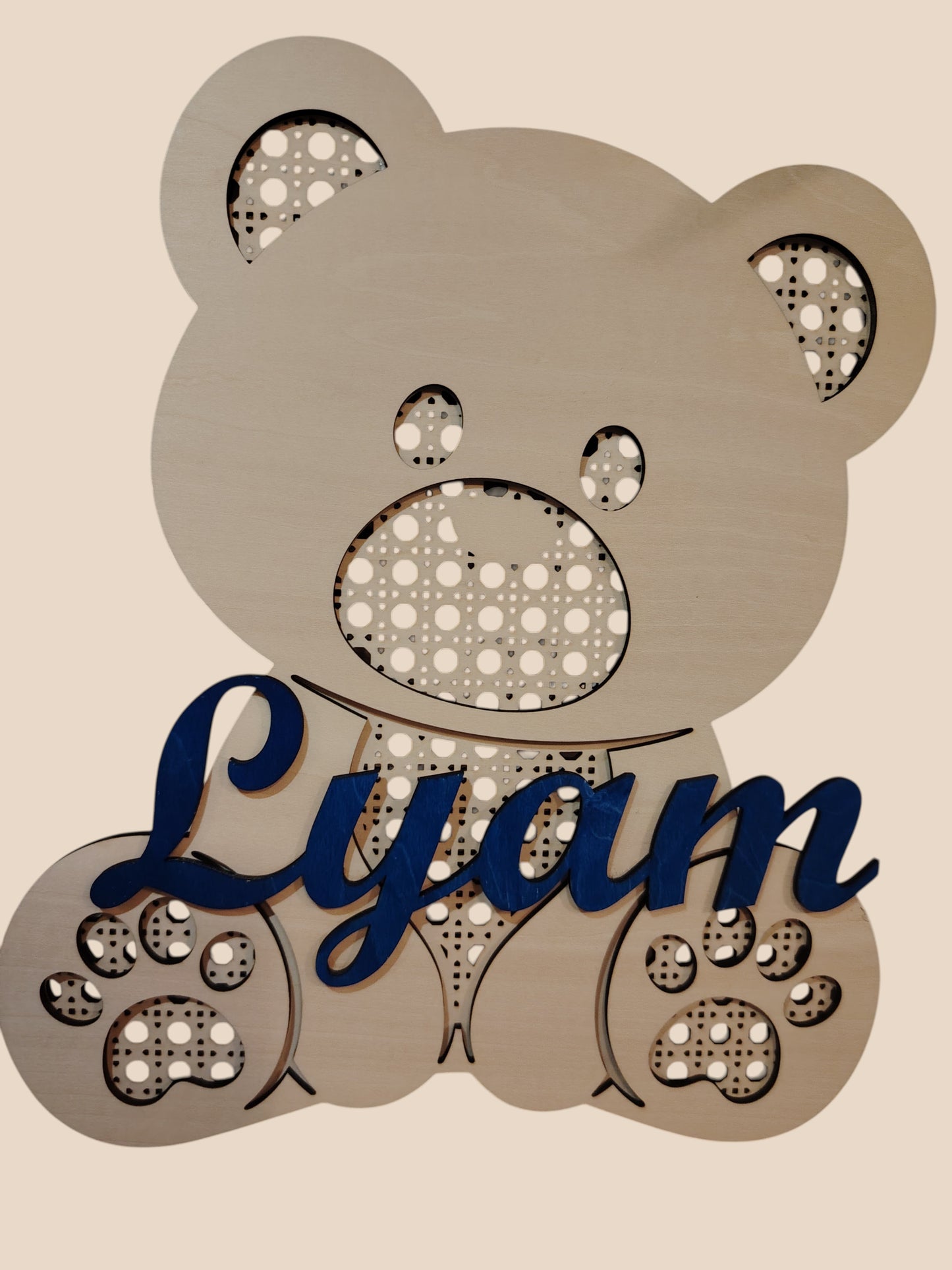 🧸 Plaque Prénom Ours Personnalisée en Bois – Décoration Chambre Enfant