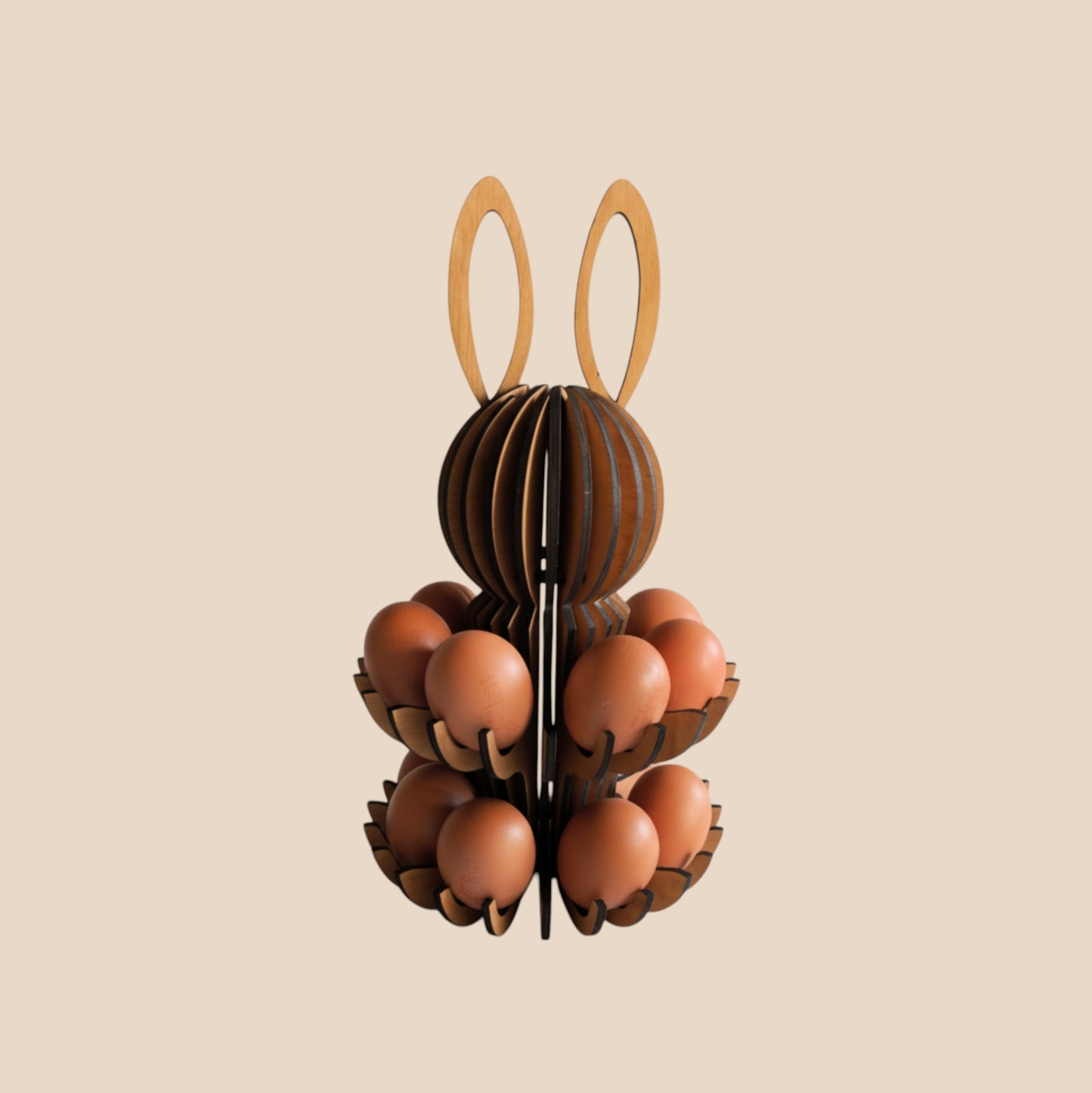 Porte-œufs lapin en bois – Support décoratif 8 à 16 oeufs