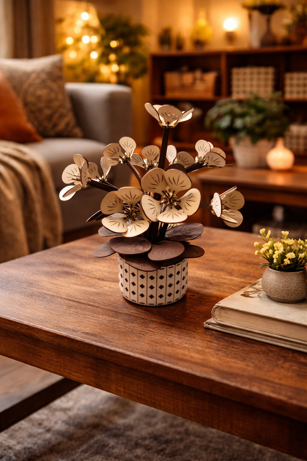 Plante décorative en bois – Élégance naturelle & design artisanal