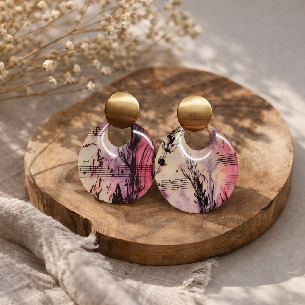 Boucles d’oreilles en bois personnalisées – Légères & tendance Note de musique ✨