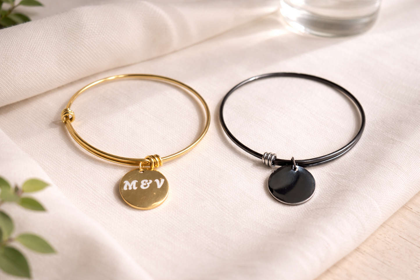 Bracelet personnalisé gravé – Prénom, symbole & message (acier inoxydable)