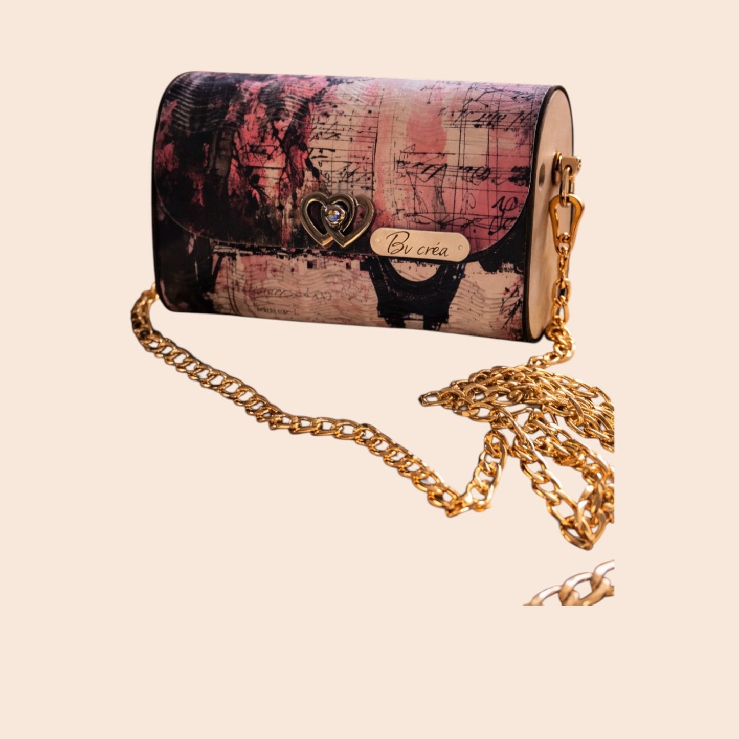 Sac en bois personnalisé Paris – Pochette artisanale chic vernie