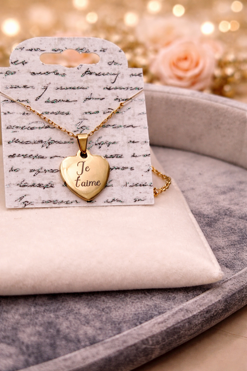 Collier Cœur Personnalisable “Je t’aime” en Acier Inoxydable