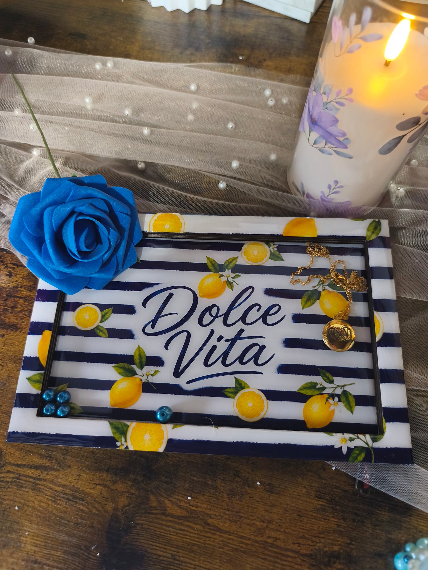 🌸 Vide-Poche en Bois Personnalisé – Impression DTF & Résine Brillante