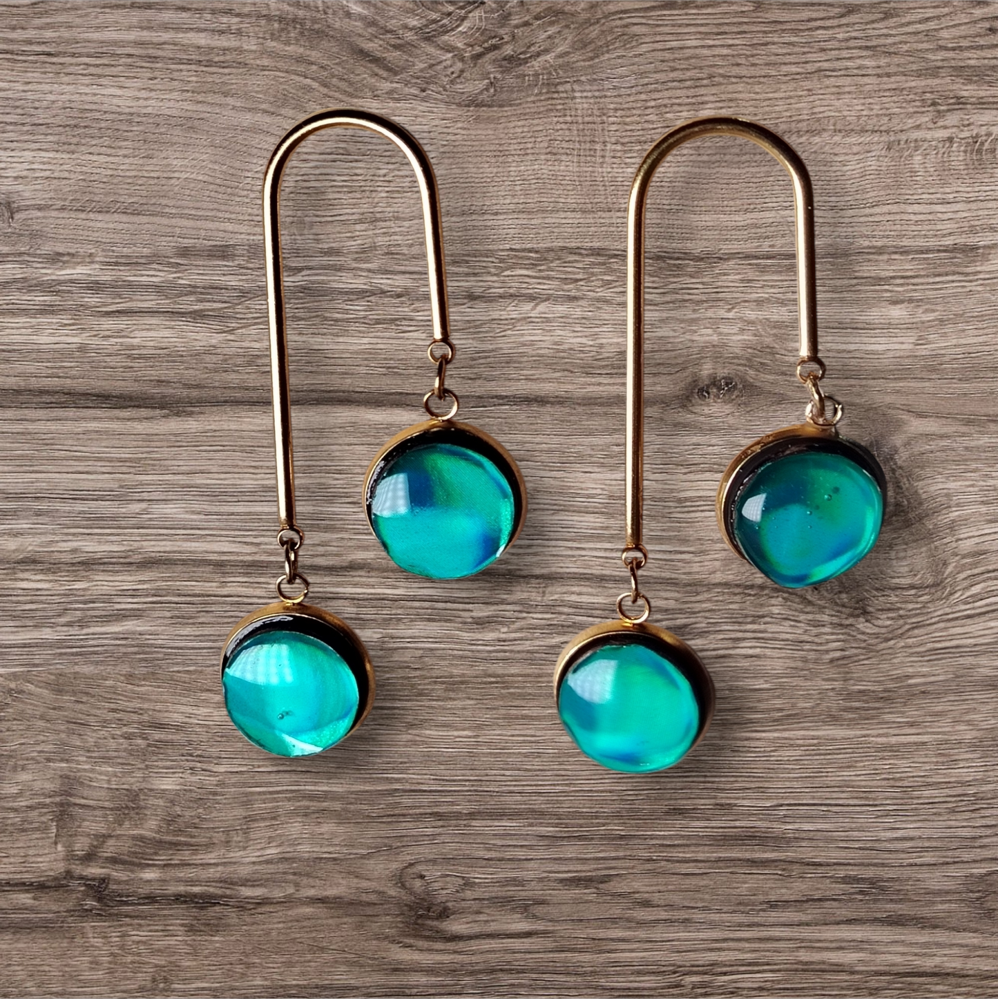 Boucles d'oreilles pendantes personnalisées en acier inoxydable et bois