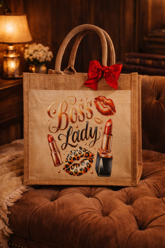 Sac cabas personnalisé “Boss Lady” – Petit format en toile (impression DTF)