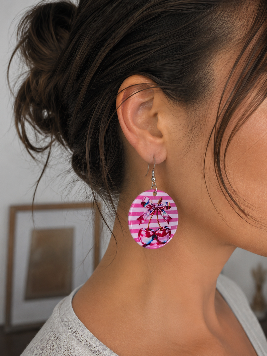 Boucles d’Oreilles en Bois Personnalisées – Impression DTF & Résine UV